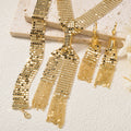 Overseas Western Simple Net Form Width Chain Bride Necklace Set Fringe Long Style Necklace Bracelet Set Earrings Set Wholesale