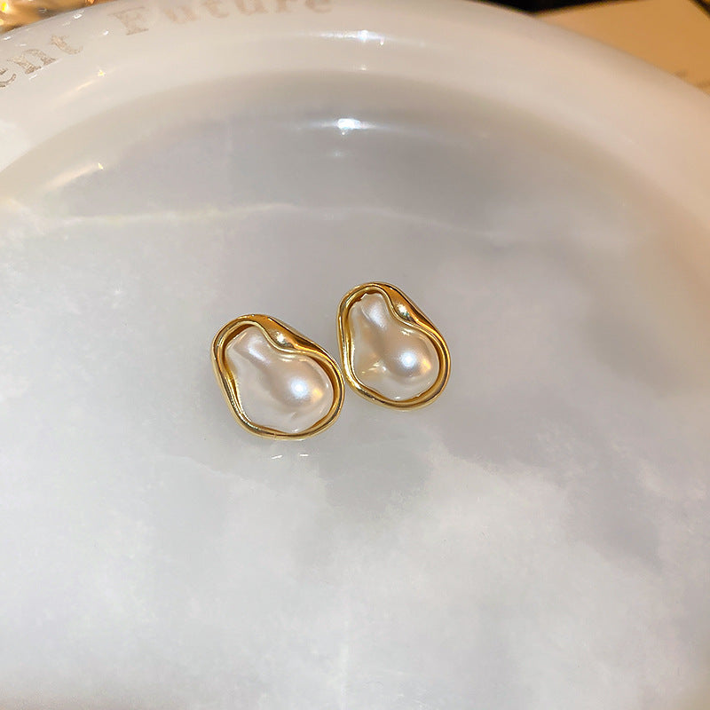 French Vintage Geometric Pearl Drop Earrings - view 12