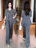 Summer Casual Fashion Sun-Protection Wide Leg Pants + Shirt 3-Piece Set