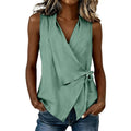Spring-Summer Casual Sleeveless Tie-Front Shirt