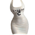 Sports Halter Neck Camisole Dress for Women, Slim Fitted Bodycon Short Dress