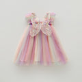 amazon rainbow wings mesh girls dress 2026 summer style flying sleeve baby princess dress puff skirt