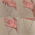 Star Fall One Room ~ Teardrop Fringe Jewelry Set Light Luxury Niche Banquet Clavicle Chain Wedding Gathering Ambience Necklace