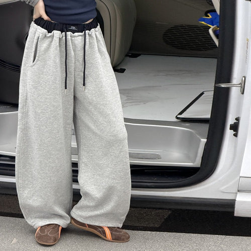 Girls' Contrast Waistband Wide-Leg Straight Pants