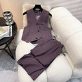 Fall-Winter Office Fashion Vest Jacket + Vest + Pants 2-Piece Set