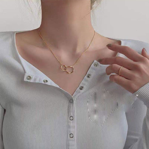 Minimal Round Band Pendant Titanium Necklace Women Trendy Influencer Niche Design Detail Simple Elegant Clavicle Chain N6231