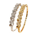 Western New Exquisite Niche Cubic Zirconia Bangle Light Luxury Premium Bride Banquet Birthday Silver Apricot Leaves Hand Jewelry Wholesale