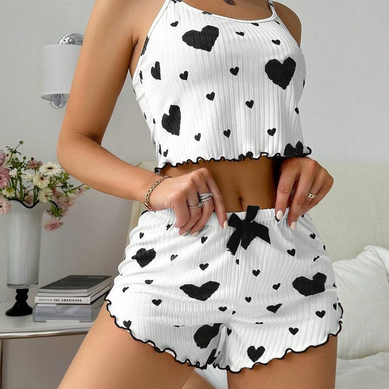 Women's Summer Short Sleeve Lightweight Camisole + Shorts 2026 - White