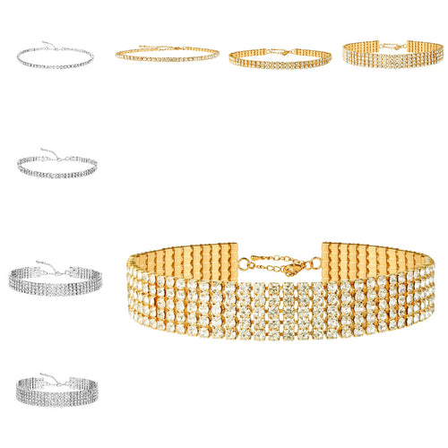 Cross-Border Hit Fashionable Choker Rhinestone Sparkle Glossy Niche Simple Clavicle Chain Full Diamond Elegant Premium Necklace Women