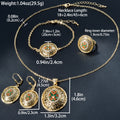 Dubai Overseas Cutout Mini Set Two-Tone Crystal La Dial Pendant Necklace Bracelet Set Earrings Ring India Jewelry Set Women