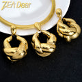 Western Retro Sand Gold Geometric Round Twist Earrings Necklace Set Overseas Personality Set Stock Wholesale