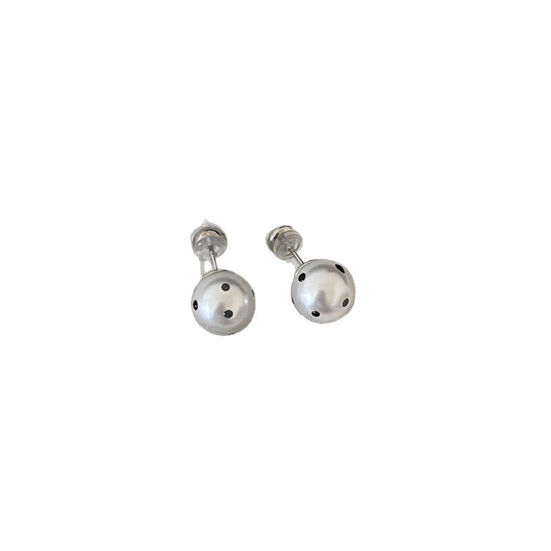 Korean Polka Dot Pearl Stud Earrings - view 5