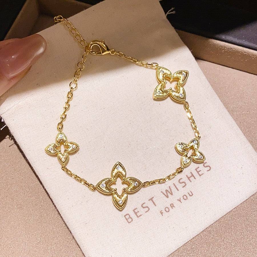 Zircon Iris Flower Cross Bracelet - view 3