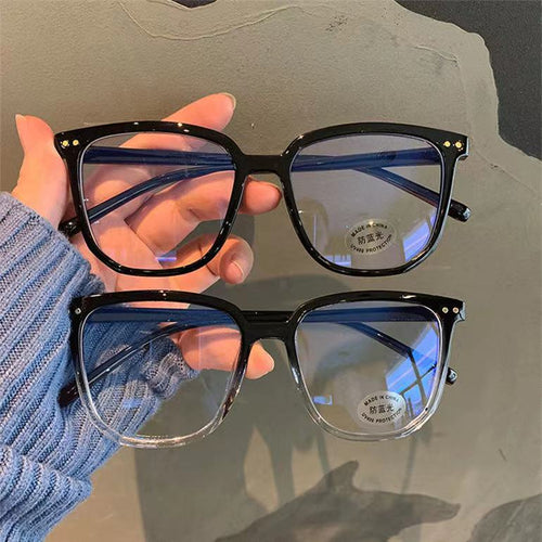 Big Frame Prescription Glasses Korean Bare Face Influencer Asymmetric Blue-Light Lens Frame Retro Plano Frame Finish Item Prescription Sunglasses