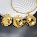 Overseas EU/US Import Metal Breeze Women Geometric Round Necklace Earrings Set Niche Round Band Pendant Design