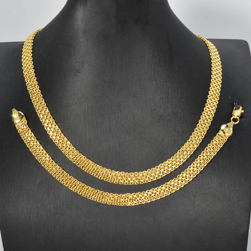 Vintage New Net Shape Necklace Unisex Trendy Hip-Hop Whip Chain Bold Thick Style Fashionable Versatile Bracelet Necklace Set