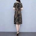 Plus Size Printed Short Sleeve Tummy-Control Dress