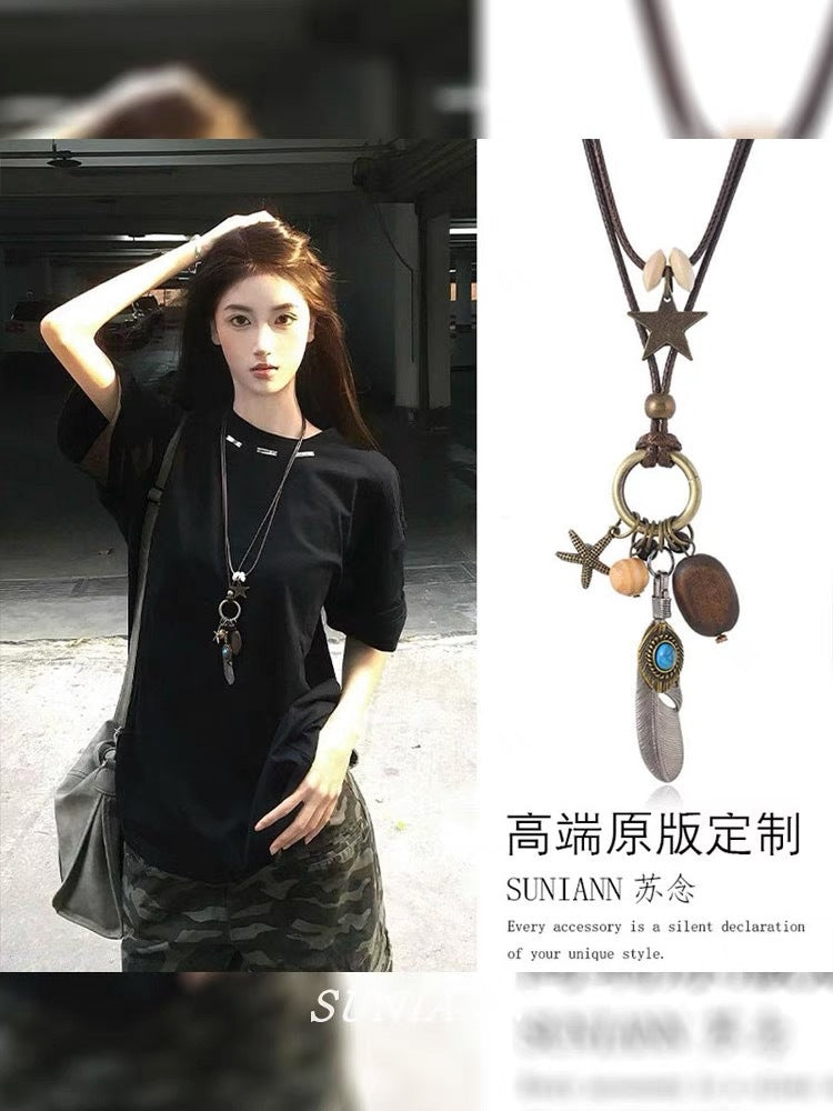 Minimalist Heart and Star Pendant Necklace - view 11