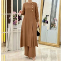Fashion Asymmetric Wide Leg Pants + Shirt 2-Piece Set
