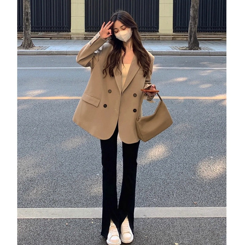 Women's Fall Korean Casual Petite Blazer 2026 - Khaki