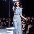 Summer Slimming Designer Short Sleeve Loose Wide Leg Shirt 2-Piece Set