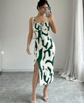 Amazon Printed Fitted Camisole Slit Dress, 2026
