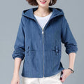 Women's Fall-Winter Korean Fashion Plus Size Loose Cropped Hoodie + Jacket 2026 - Blue
