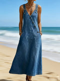 Casual Fashion V-Neck Loose Dress + Long Skirt
