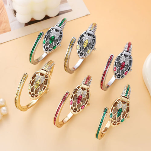 2026 Style Cross-Border Bestseller Rhinestone Snake Head Bangle Watch Western Southeast Asia Bestseller Supply Womens Watch Wholesale