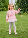 Girls' Cartoon Print Hoodie 2-Piece Set