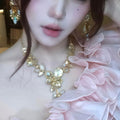 Champagne Teardrop Flower Necklace Women 2026 Bestseller Clavicle Chain Premium Light Luxury Niche Choker Banquet Necklace
