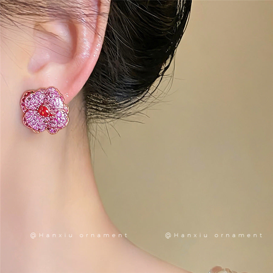 Vintage Zircon Flower Stud Earrings - view 3