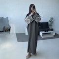 Ethnic Geometric Embroidered Long Sleeve Dress, Fashion Robe