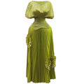 Slimming Plus Size Pleated Skirt + Long Skirt + Top 2-Piece Set
