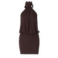 Halter Neck Backless Bodycon Dress - Sexy Sleeveless Tie-Back Mini Dress Women