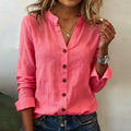 Spring-Summer Office Casual Long Sleeve V-Neck Shirt