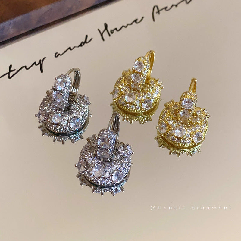 Gold-Plated Zircon U-Shaped Bag Hoop Earrings - view 3