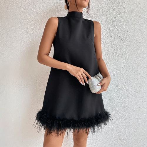 Women's Half High Neck Sleeveless A-Line Dress