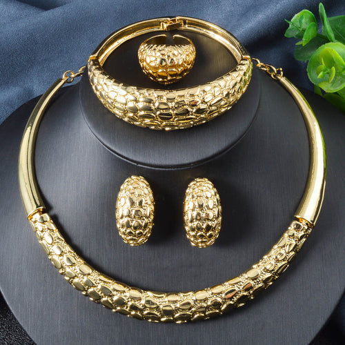 Middle East Dubai Accessory jewelry set Necklace Earrings Set Bracelet Ring Jewelry Set 18k Gold Jewelry Wholesale