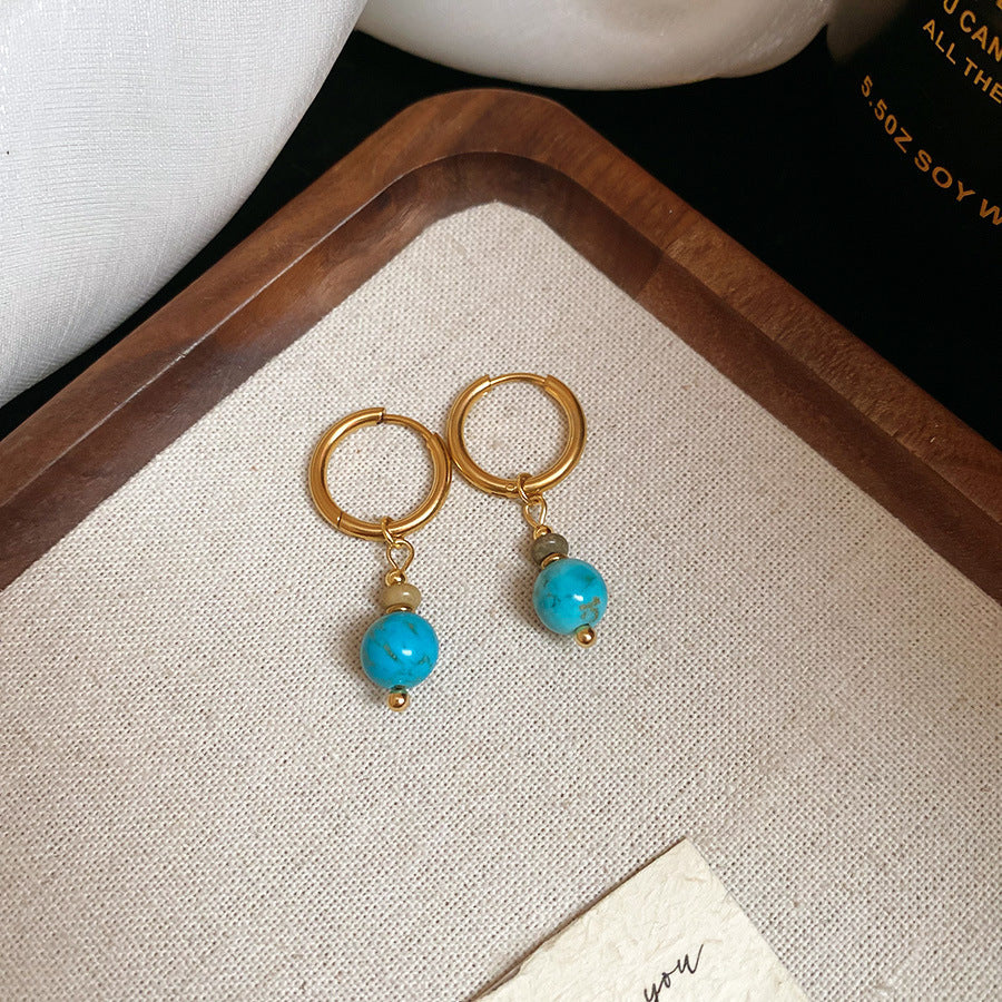 French Blue Geometric Vintage Stud Earrings - view 10