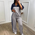 Spring-Summer Sporty Casual Wide Leg Pants 2-Piece Set