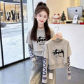 Girls' Faux Layered Crew Neck Long Sleeve T-Shirt