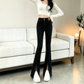 Women's Black Split Hem Micro Flare Jeans