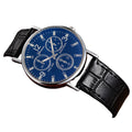 Fashionable Formal Gift 3 Eye Mens Watch Quartz Mens Watch Blue Light Glass Belt Watch Mens Watch