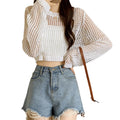 Women's Summer Trendy Hollow-Out Sun-Protection Lightweight Loose Knit Top 2026 - White