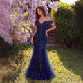 Women's Off-Shoulder Tulle Mermaid Slim Fit Slimming Premium Evening Gown