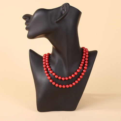 Light Luxury Simple Fashionable Double-Layer Layered With Sweater Chain Women Premium Necklace French Pearl Choker Accessory