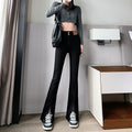 Women's Black Split Hem Micro Flare Jeans