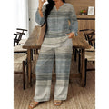 Women's Ethnic Retro Plus Size Long Sleeve V-Neck Printed Drapey Top Set 2026 - 1