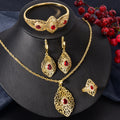 Overseas Dubai Gold 18K Necklace Earrings Set Ring Bracelet Set Ethiopia Women Banquet Jewelry Set Bead Gem